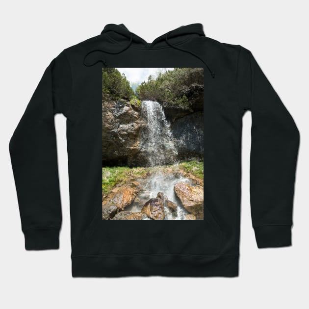 Amazing view of "Lady's waterfall" in Bucegi mountains, Romania, spring day Hoodie by NxtArt